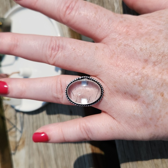 Natural Black Rutile Ring - Picture 3 of 8